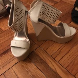 BEBE wedges in white size 6